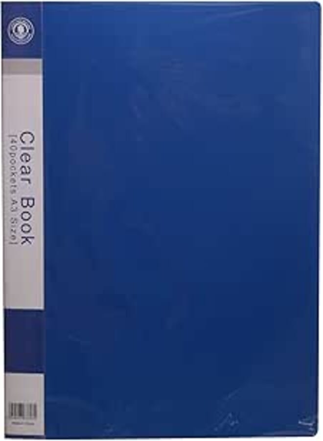 Alwan Display Clear Book File Folder, A3, 40 Pockets - Blue Als-33-Clear-Book-40-Blue